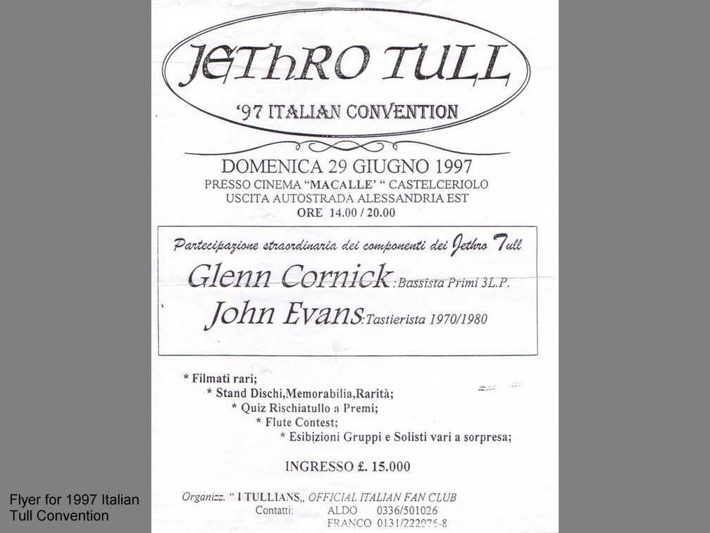 1997 ITALIAN TULL CONVENTION FLYER
