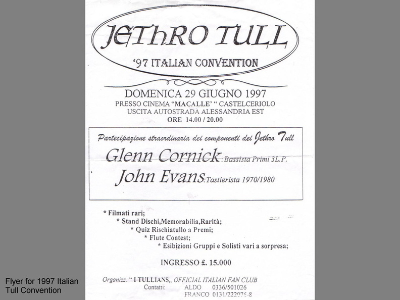 1997 ITALIAN TULL CONVENTION FLYER