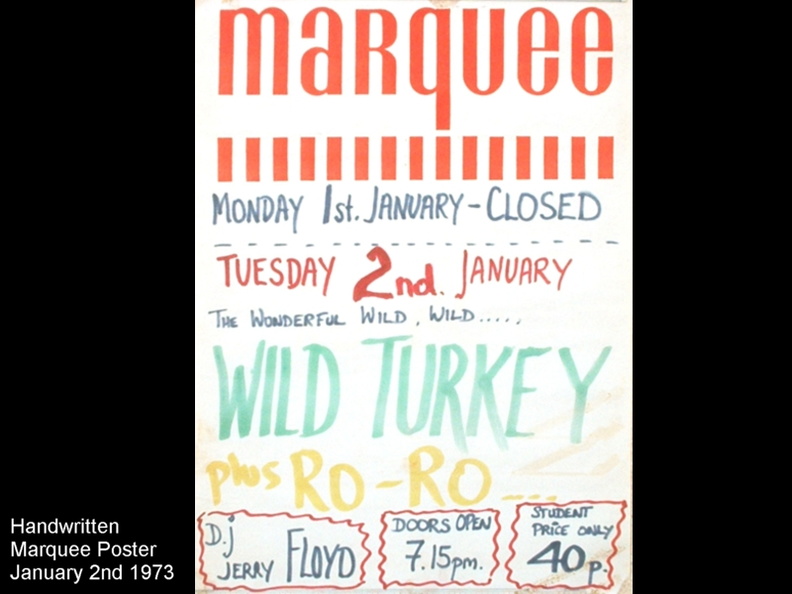 MARQUEE POSTER JANUARY 2 1973