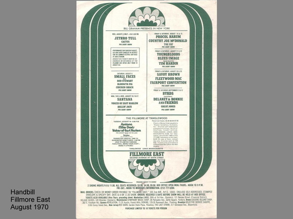 FILLMORE EAST HANDBILL