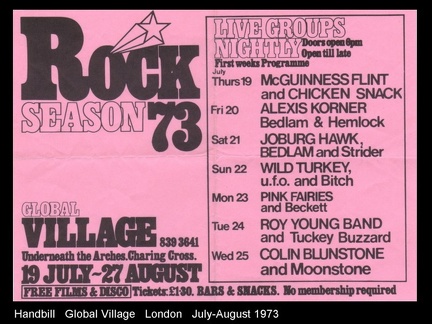 GLOBAL VILLAGE HANDBILL JULY 1973