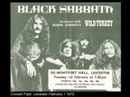 BLACK SABBATH TOUR FLYER FEBRUARY 1 1972